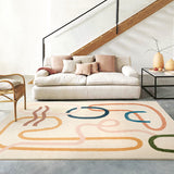 Tapis Rectangle Tufté Motifs Abstraits Lignes Courbes Colorées – Salon & Chambre 4
