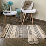 Tapis Rectangulaire Coton Tissé Motif Kilim Franges – Entrée & Salon 4