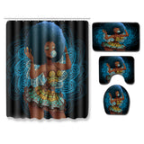Set Salle de Bain Rideau de Douche + Tapis Motif Portrait Afro – Salle de Bain 2
