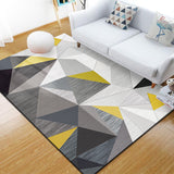 Tapis Rectangulaire Polyester Motif Géométrique Scandinave Jaune & Gris – Salon & Chambre 2
