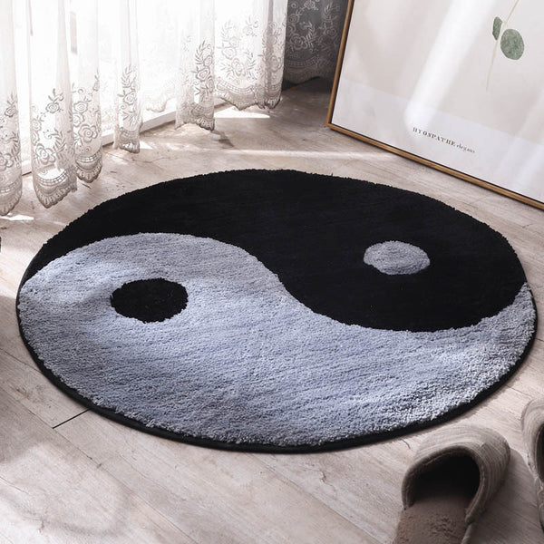 Tapis Rond Yin Yang Noir & Blanc – Chambre & Salon