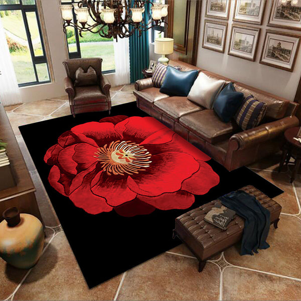 Tapis Rectangulaire Polyester Motif Cartoon Fleurs & Animaux – Salon & Chambre