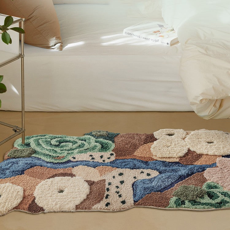 Tapis Artisanal Patchwork Floral – Bohème & Naturel – Plusieurs Coloris — Tapinna®