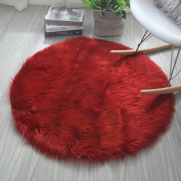 Tapis Rond Fourrure Synthétique Uni Moelleux Salon Chambre