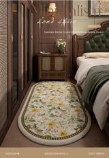 Tapis Ovale Floral Rétro Pied de Lit – Style Vintage 2