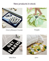 Tapis Irrégulier Pelouse Marguerites Vertes Floqué Salle de Bain 8