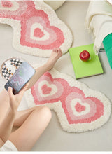 Tapis Forme Irrégulière Floqué Motif Cœurs Imbriqués – Chambre 7