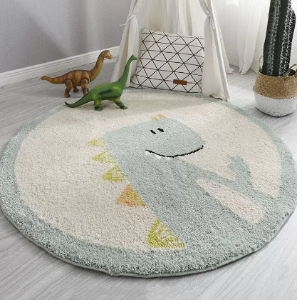 Tapis Rond Lavable Cartoon Girafe Imitation Cachemire Chambre