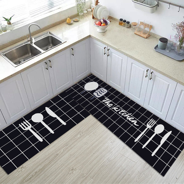 Set 2 Tapis de Cuisine Imprimé Planètes et Espace – Fond Nuit