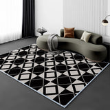 Tapis Rectangulaire Velours Cristal Abstrait Noir & Blanc – Salon 7