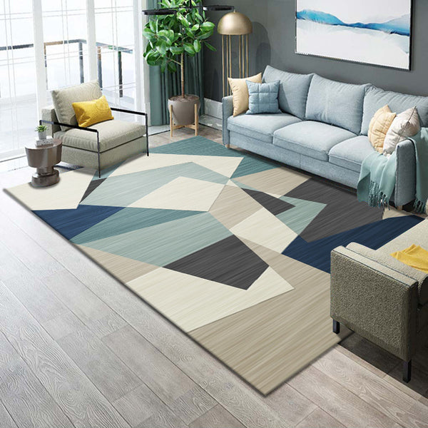 Tapis Géométrique Moderne Salon – Gris, Beige & Jaune – Plusieurs Coloris