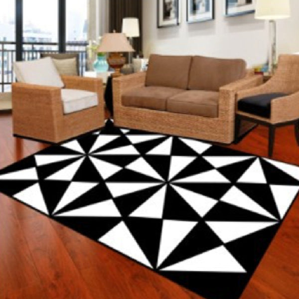 Tapis Damier Noir & Blanc – Motif Géométrique Graphique | Salon Table Basse