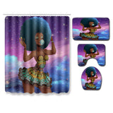 Set Salle de Bain Rideau de Douche + Tapis Motif Portrait Afro – Salle de Bain 7