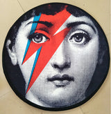 Tapis Rond Imprimé Visage Pop Art Noir Blanc Décoration 2