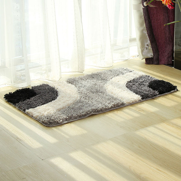 Tapis Rectangulaire Shaggy Microfibre Géométrique – Salle de Bain & Chambre