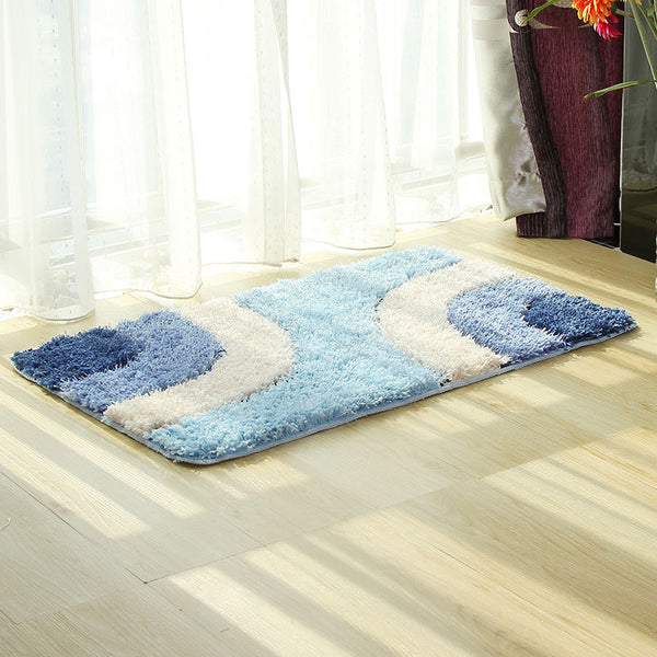 Tapis Rectangulaire Shaggy Microfibre Géométrique – Salle de Bain & Chambre