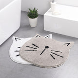 Tapis Forme Chat Touffeté Salle de Bain – Blanc et Gris 1
