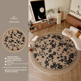 Tapis Rond Vintage – Motif Floral Oriental Beige & Brun | Salon Chambre 7