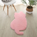 Tapis Forme Silhouette Chat Cartoon Salon Chambre Uni Doux 6