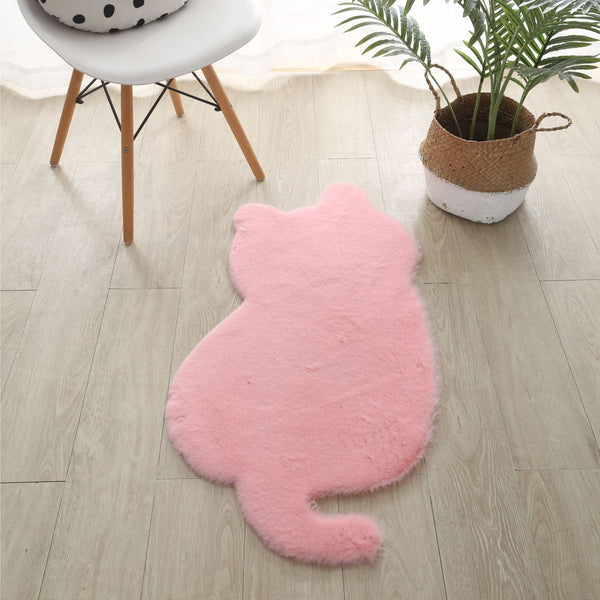 Tapis Forme Silhouette Chat Cartoon Salon Chambre Uni Doux