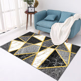 Tapis Rectangulaire Velours Cristal Motif Géométrique Multicolore – Salon & Chambre 12