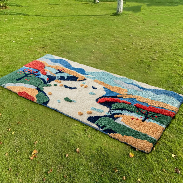 Tapis Touffeté Art Coloré Paysage Abstrait Fleece Chambre