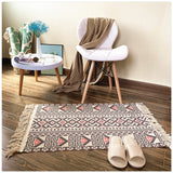 Tapis Rectangulaire Coton Tissé Motif Kilim Franges – Entrée & Salon 10