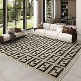 Tapis Luxe Géométrique – Motif Grec Noir & Beige | Salon Salle à Manger 2