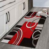 Runner de Cuisine Lavable – Motif Géométrique Nordique Rouge & Noir | Entrée Couloir 2