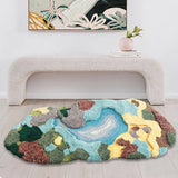 Tapis Forme Irrégulière Floqué Motif Paysage Naturel – Salon & Chambre 1