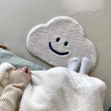 Tapis Forme Nuage Souriant Imitation Cachemire Blanc Doux 3