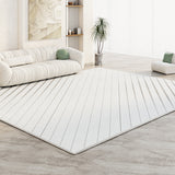 Tapis Rectangulaire Uni Crème – Texture Relief Microrayures | Salon Chambre 1