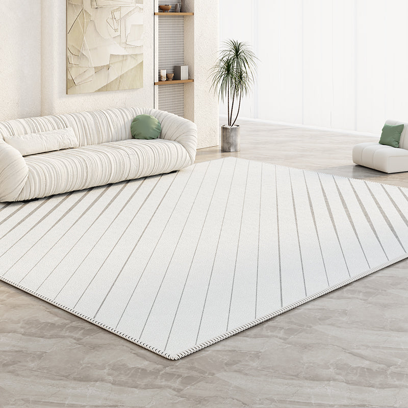 Tapis Rectangulaire Uni Crème – Texture Relief Microrayures | Salon Chambre — Tapinna®