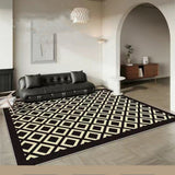 Tapis Rectangulaire Velours Cristal Damier Losanges Noir & Blanc – Salon 2