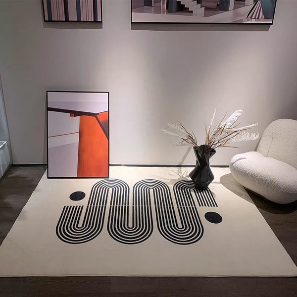 Tapis Irrégulier Lignes Abstraites Luxe Nordique Minimaliste Salon