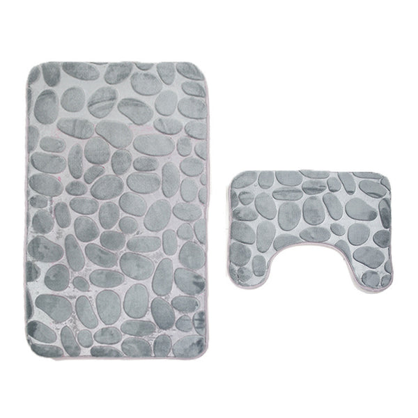 Set 2 Pièces Tapis de Bain Galets Antidérapant – Salle de Bain & WC