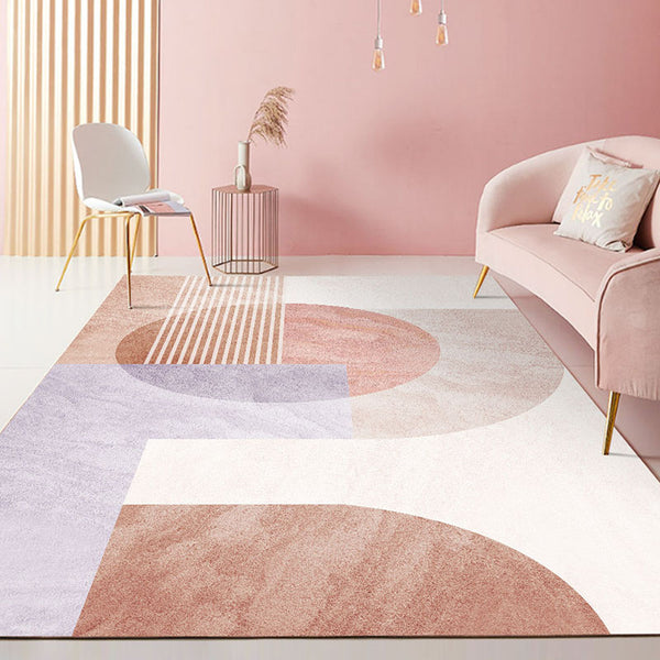Tapis PVC Vinyle Imperméable Motif Abstrait Rose – Salon & Chambre