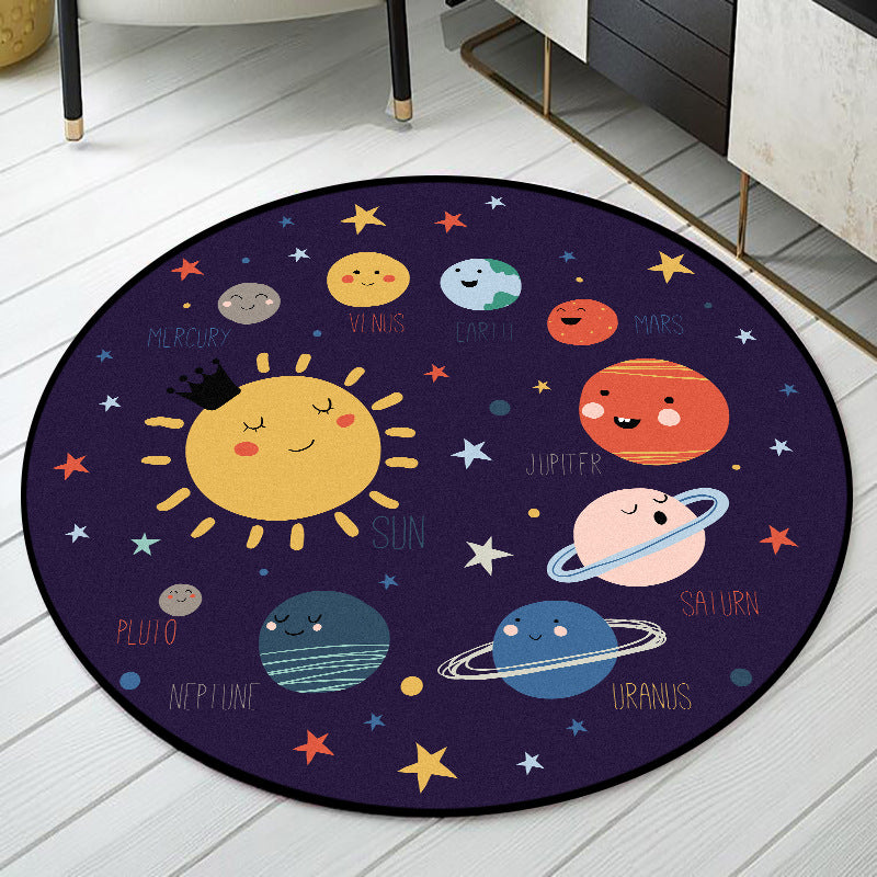 Tapis Rond Espace Planètes Cartoon – Chambre Enfant — Tapinna®