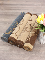 Set 2 Tapis de Cuisine Runner Floral Marron – Absorbant et Anti-taches 4