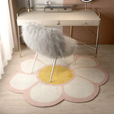 Tapis Rond Marguerite – Motif Fleur Douce Rose & Blanc | Chambre Enfant Salon 5