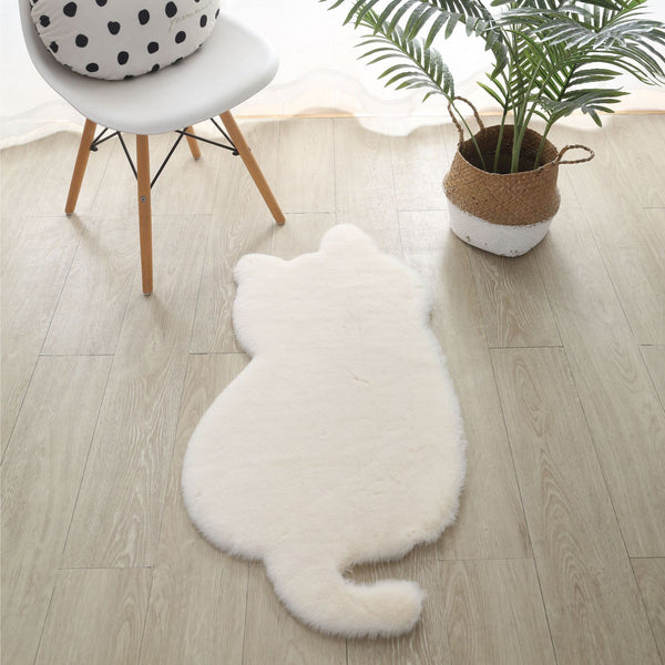 Tapis Forme Silhouette Chat Cartoon Salon Chambre Uni Doux