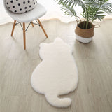 Tapis Forme Silhouette Chat Cartoon Salon Chambre Uni Doux 4