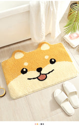 Tapis Salle de Bain Shiba Inu Cartoon Antidérapant Doux 4