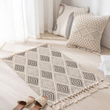 Tapis Tissé Coton Lin Franges Motifs Berbères Scandinave 12