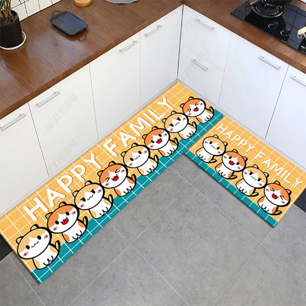 Runner Cuisine Cartoon Chats – Motif Mignon Noir & Coloré | Cuisine Couloir