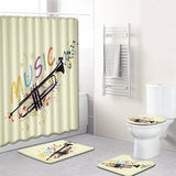 Set 4 Pièces Salle de Bain – Rideau de Douche & Tapis Coloré | Musique & Pop Art 8