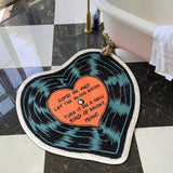 Tapis Forme Disque Vinyle Cœur Kawaii – Chambre & Studio Musique 3