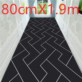 Tapis Runner Couloir Géométrique Noir Imprimé – Hôtel & Entrée 9