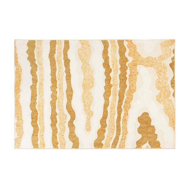 Tapis Rectangulaire Moderne Motif Vagues Dorées – Grand Salon