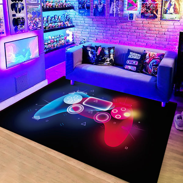 Tapis Rectangulaire Gamer Cyberpunk Néon Coloré – Chambre Ado